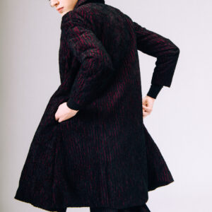 Burgundy and Black A-Line Coat